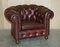 Poltrone Chesterfield antiche in pelle color rosso scuro, set di 2, Immagine 17