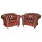 Antique Oxblood Leather Chesterfield Gentleman's Club Chairs, Set of 2, Image 1