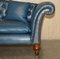 William IV Regency Hump Back Chesterfield Sofa in Blue Leather, 1830s 10