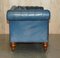 William IV Regency Hump Back Chesterfield Sofa in Blue Leather, 1830s 16