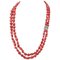 Red Coral & Diamonds with Rose Gold and Silver Multi-Strands Necklace 1