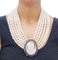 Collar de perlas y camafeo con zafiros y rubíes con diamantes y piedras con oro rosa y plata, Imagen 5
