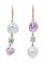 Emeralds & Amethysts with Baroque Pearls & 14 Karat Rose Gold Dangle Earrings, Set of 2, Image 3