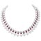 Collar de diamantes con rubíes y perlas blancas con oro rosa y plata, Imagen 1