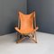 Italian Modern Wood and Leather Tripolina Folding Deck Chair by Citterio, 1970s 2