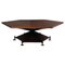 Large Mid-Century Italian Hexagonal Wood Coffee Table with Brass Details, 1950s, Image 1