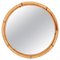 Mid-Century Italian Round Mirror with Double Bamboo and Cane Frame, 1970s 1