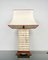 Italienische Pagoda Tischlampe aus Travertin, Holz und Messing, 1970er 3