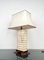 Italienische Pagoda Tischlampe aus Travertin, Holz und Messing, 1970er 6