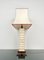 Italienische Pagoda Tischlampe aus Travertin, Holz und Messing, 1970er 9