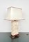 Italian Pagoda Table Lamp in Travertine, Wood and Brass, 1970s 4