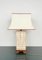 Italienische Pagoda Tischlampe aus Travertin, Holz und Messing, 1970er 10