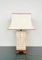 Lámpara de mesa Pagoda italiana de travertino, madera y latón, años 70, Imagen 10
