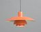 Lampe à Suspension Modèle Ph4 Orange par Louis Poulson, 1960s 1