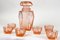 Art Deco Austrian Decanter Set with Shot Glasses in Coral Color Glass, 1920, Set of 7, Image 20