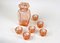 Art Deco Austrian Decanter Set with Shot Glasses in Coral Color Glass, 1920, Set of 7 18