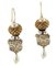 Yellow Gold and Silver Retro Moretto Earrings, Image 2