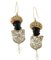 Yellow Gold and Silver Retro Moretto Earrings 1