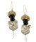 Yellow Gold and Silver Retro Moretto Earrings, Image 1