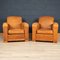 20th Century Art Deco Style French Leather Club Chairs, Set of 2, Image 6