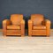 20th Century Art Deco Style French Leather Club Chairs, Set of 2 5