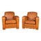 French Art Deco Style Leather Club Chairs, 20th Century, Set of 2, Image 1