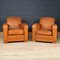 French Art Deco Style Leather Club Chairs, 20th Century, Set of 2 2