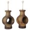 Large Glazed Stoneware Lamps, Denmark, 1970s, Set of 2 1