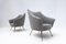 Mid-Century Grey Brass Feets Armchairs, Italy, 1950s, Set of 2 3