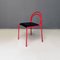 Italian Modern Stackable Red Metal & Black Faux Leather Dining Chairs, 1980s, Set of 6 5