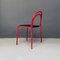 Italian Modern Stackable Red Metal & Black Faux Leather Dining Chairs, 1980s, Set of 6 6