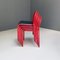 Chaises de Salle à Manger Empilables en Métal Rouge et en Faux Cuir Noir, Italie, 1980s, Set de 6 2