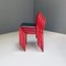 Italienische moderne stapelbare Esszimmerstühle aus rotem Metall & schwarzem Kunstleder, 1980er, 6er Set 2