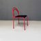 Italian Modern Stackable Red Metal & Black Faux Leather Dining Chairs, 1980s, Set of 6 4