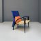 Italian Modern Solid Wood & Leather Multicolor Armchair, 1980s 2
