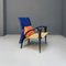 Italian Modern Solid Wood & Leather Multicolor Armchair, 1980s, Image 2