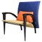 Italian Modern Solid Wood & Leather Multicolor Armchair, 1980s, Image 1