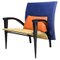 Mehrfarbiger moderner italienischer Sessel aus Massivholz & Leder, 1980er 1