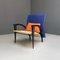 Italian Modern Solid Wood & Leather Multicolor Armchair, 1980s 8