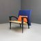 Italian Modern Solid Wood & Leather Multicolor Armchair, 1980s, Image 8