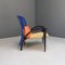 Italian Modern Solid Wood & Leather Multicolor Armchair, 1980s, Image 4