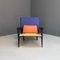 Italian Modern Solid Wood & Leather Multicolor Armchair, 1980s 6