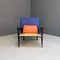 Mehrfarbiger moderner italienischer Sessel aus Massivholz & Leder, 1980er 6