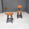 Mid-Century Italian Modern Industrial Iron & Wood Stools, 1960s, Set of 2, Image 4