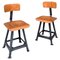 Mid-Century Italian Modern Industrial Iron & Wood Stools, 1960s, Set of 2 1