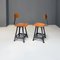 Mid-Century Italian Modern Industrial Iron & Wood Stools, 1960s, Set of 2, Image 3