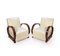 Art Deco Lounge Chairs in Burr Walnut and Leather, Set of 2 3