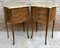 Mid-Century Bedside Tables in French Walnut With Marquetry & Marble Top, Set of 2 3