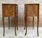 Mid-Century Bedside Tables in French Walnut With Marquetry & Marble Top, Set of 2, Image 7