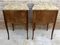 Mid-Century Bedside Tables in French Walnut With Marquetry & Marble Top, Set of 2 13